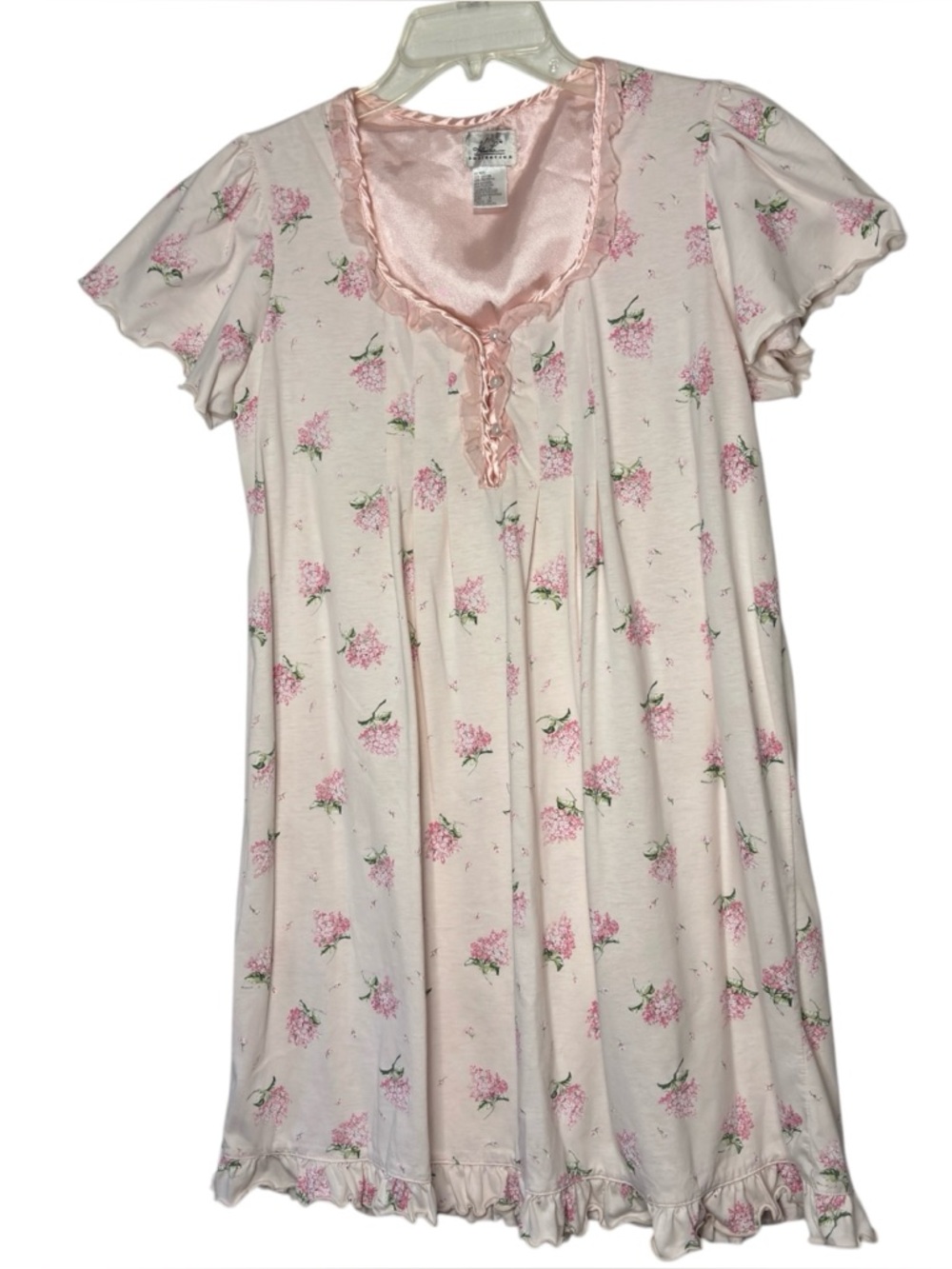 VTG pink nightgown Kathie Lee Collection 90’s pink floral lilacs cottagecore Sm